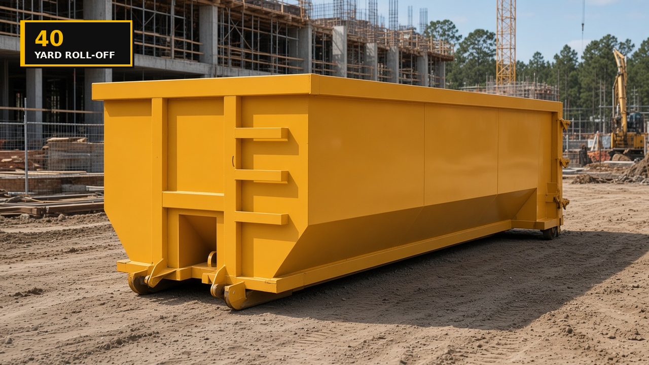 40 yard yellow roll-off dumpster rental in Madisonville LA
